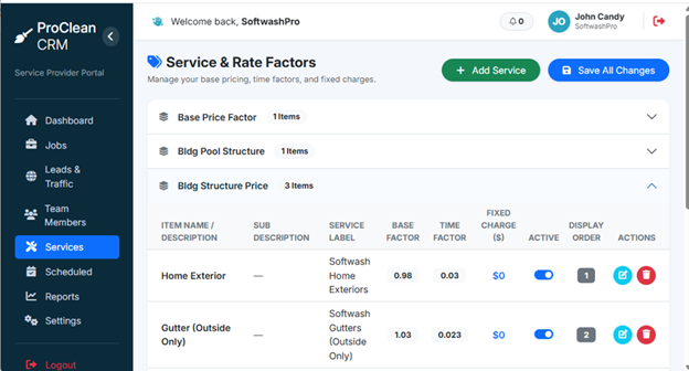Service and Rate Factors